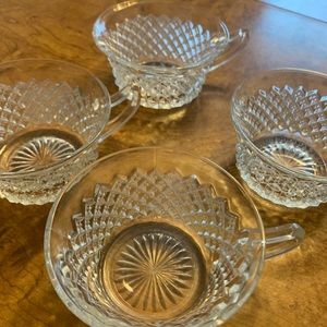 4 punch cups, Miss America Clear by Anchor Hocking, 1930's Depression glass